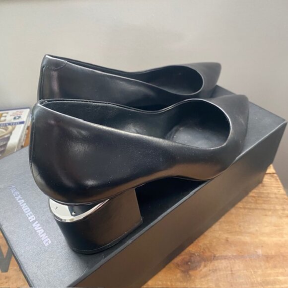 Alexander Wang Simona Cutout black Leather heel Silver Hardware Size 38 … - Picture 7 of 10